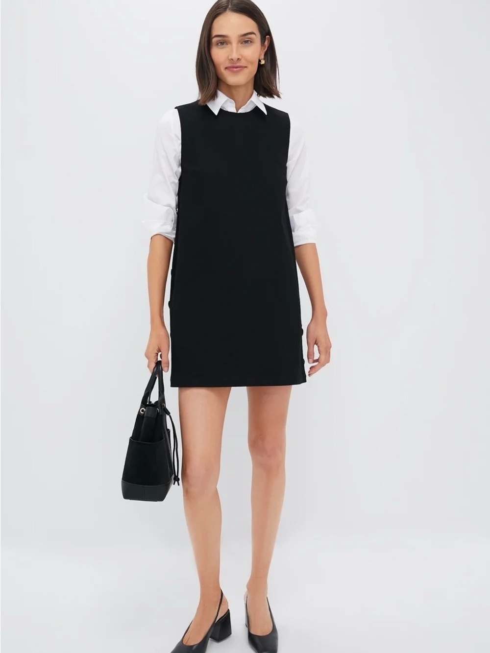 Sleeveless Black Mini Shift Dress - Women's